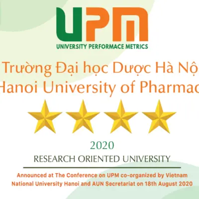 Trường Đại học Dược Hà Nội được xếp hạng Đại học định hướng nghiên cứu 4 sao trong hệ thống đối sánh chất lượng đại học Việt Nam và khu vực UPM (University Performance Metrics - UPM)
